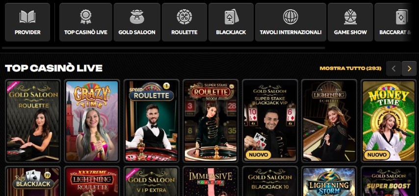 Play live casino games including roulette and blackjack