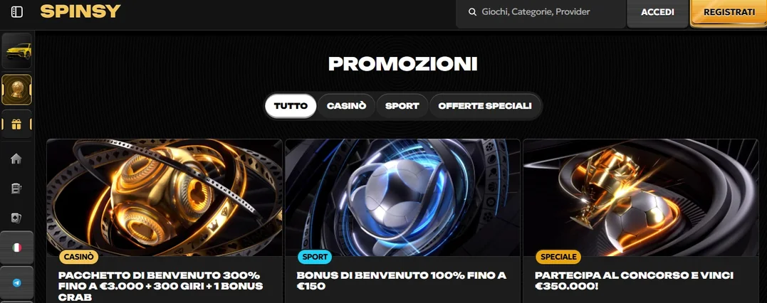 Visualizza promozioni bonus esclusive.